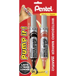 Pentel Maxiflo Whiteboard Markers Black and Red 2 Pack