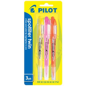 Pilot Twin End Spotliter Assorted 3 Pack