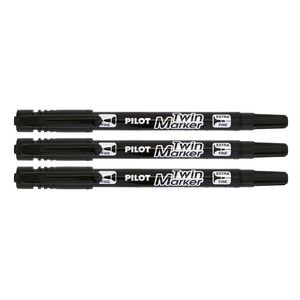 Pilot Twin End Permanent Markers Black 3 Pack