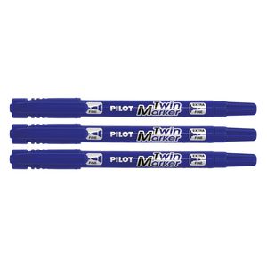 Pilot Twin End Permanent Markers Blue 3 Pack