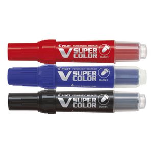 Pilot V Super Colour Permanent Markers Assorted 3 Pack