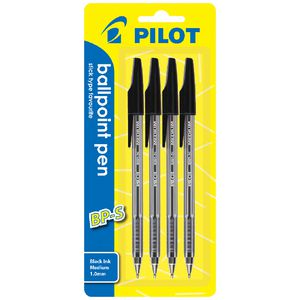 Pilot BP-S Medium Ballpoint Pen 1.0mm Black 4 Pack