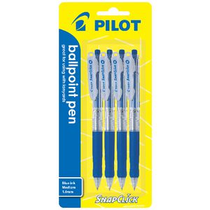 Pilot Snapclick Retractable Ballpoint Pen 1.0mm Blue 4 Pack