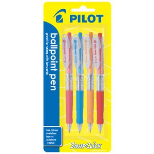 Pilot Snapclick Retractable Ballpoint Pen 1.0 Fashion 4 Pack