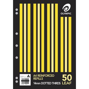 Olympic A4 Reinforced Binder Refills Dotted Thirds 50 Pack