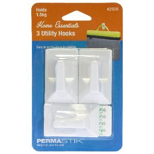 Permastik Large Removable Hook White 3 Pack