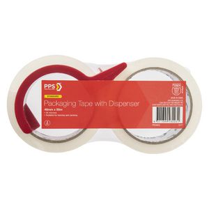 PPS Store 48mm x 50m Packaging Tape with Dispenser 2 Pack