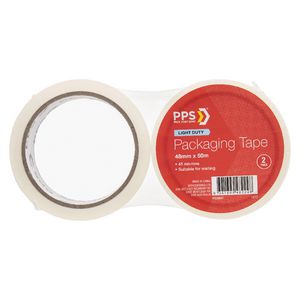 PPS 48mm x 50m Mailing Packaging Tape Clear 2 Pack