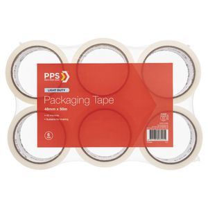 PPS 48mm x 50m Mailing Packaging Tape Clear 6 Pack