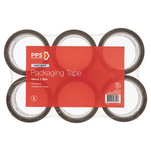 PPS 48mm x 50m Mailing Packaging Tape Brown 6 Pack