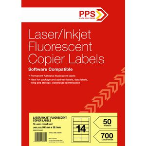 PPS Fluoro Yellow Labels 14 UP 50 Pack
