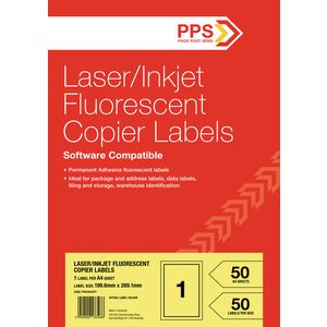 PPS Fluoro Yellow Labels 50 Pack