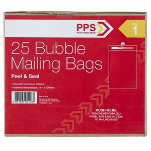 PPS Size 1 Bubble Mailing Bags 25 Pack