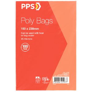 PPS Poly Bags 150 x 230mm 100 Pack