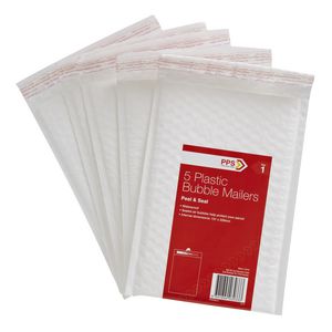 PPS 151 x 229mm Plastic Bubble Mailer Size 1 5 Pack