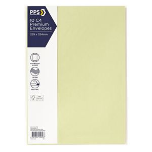 PPS C4 Printed Coloured Envelopes Lily Green 10 Pack