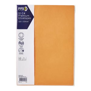 PPS C4 Printed Coloured Envelopes Vibrant Orange 10 Pack