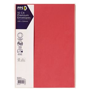 PPS C4 Printed Coloured Envelopes High Risk Red 10 Pack