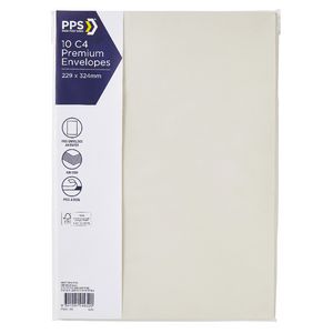 PPS C4 Printed Coloured Envelopes Bone White 10 Pack