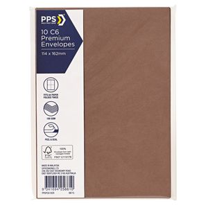 PPS C6 Printed Coloured Envelopes Copper 10 Pack