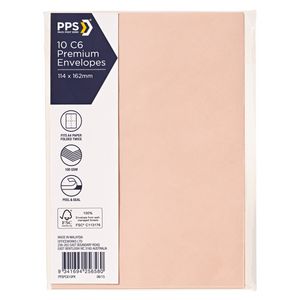 PPS C6 Printed Coloured Envelopes Scallop Shell 10 Pack
