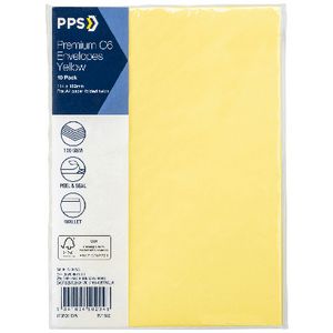 PPS C6 Printed Coloured Envelopes Vibrant Yellow 10 Pack