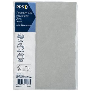 PPS C6 Printed Coloured Envelopes Zinc 10 Pack