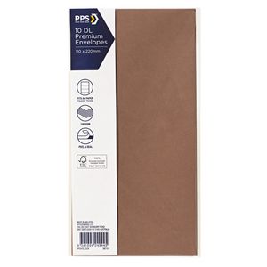 PPS DL Printed Coloured Envelopes Copper 10 Pack
