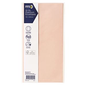 PPS DL Printed Coloured Envelopes Scallop Shell 10 Pack
