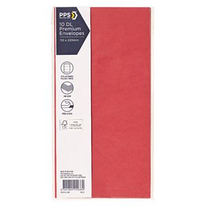PPS DL Printed Coloured Envelopes High Risk Red 10 Pack