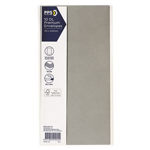 PPS DL Printed Coloured Envelopes Zinc 10 Pack