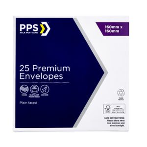 PPS Premium Square Envelopes 160mm 120gsm White 25 Pack
