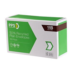 PPS 11B Plain Faced 100% Recycled Envelopes 100 Pack