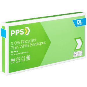 PPS DL Plain Faced 100% Recycled Envelopes 25 Pack