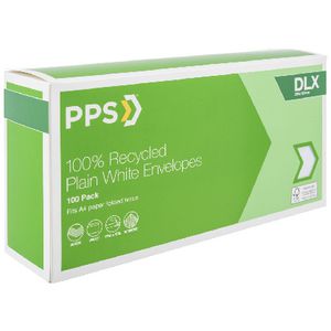 PPS DLX Plain Faced 100% Recycled Envelopes 100 Pack