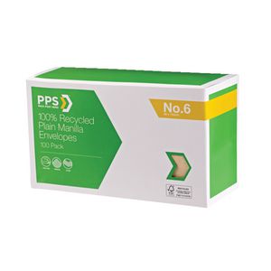 PPS Size 6 Manila Seed 100% Recycled Envelopes 100 Pack