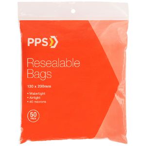 PPS 130 x 200mm Resealable Bags 50 Pack