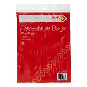 PPS 155 x 180mm Resealable Bags 50 Pack