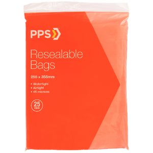 PPS 255 x 355mm Resealable Bags 25 Pack
