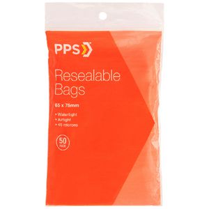 PPS 65 x 75mm Resealable Bags 50 Pack