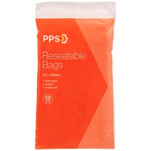 PPS 75 x 100mm Resealable Bags 50 Pack