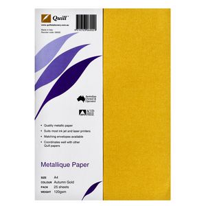 Quill Metallique Paper 120gsm A4 Autumn Gold 25 Sheets