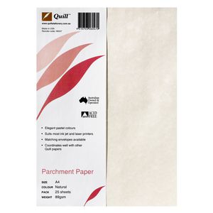 Quill A4 Parchment Paper 89gsm A4 Natural 25 Sheets