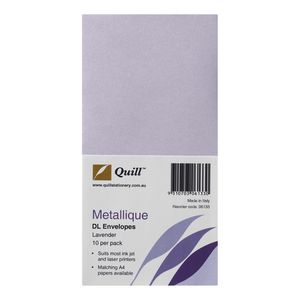 Quill Metallique DL Envelopes Lavender 10 Pack