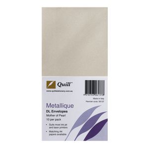 Quill Metallique DL Envelopes Pearl 10 Pack