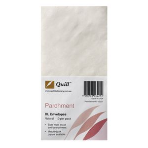 Quill Parchment Envelopes DL Natural 10 Pack