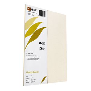 Quill 220gsm A4 Glitter Board Ivory 25 Pack