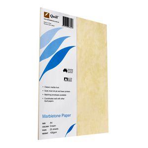 Quill 100gsm A4 Marbletone Paper Cream 25 Pack