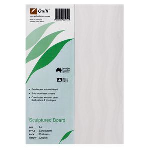 Quill 220gsm A4 Sculptured Board Sandstone 25 Pack