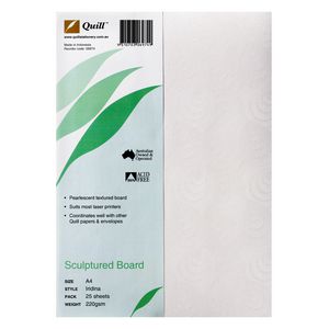 Quill 220gsm A4 Sculptured Board Iridina 25 Pack
